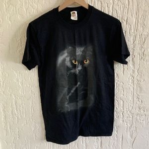 Black Short Sleeve Black Cat T-Shirt Size Small